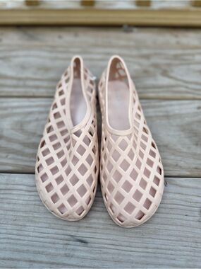 Women's Breathable Lattice Slip-On Flats — tan NWOT